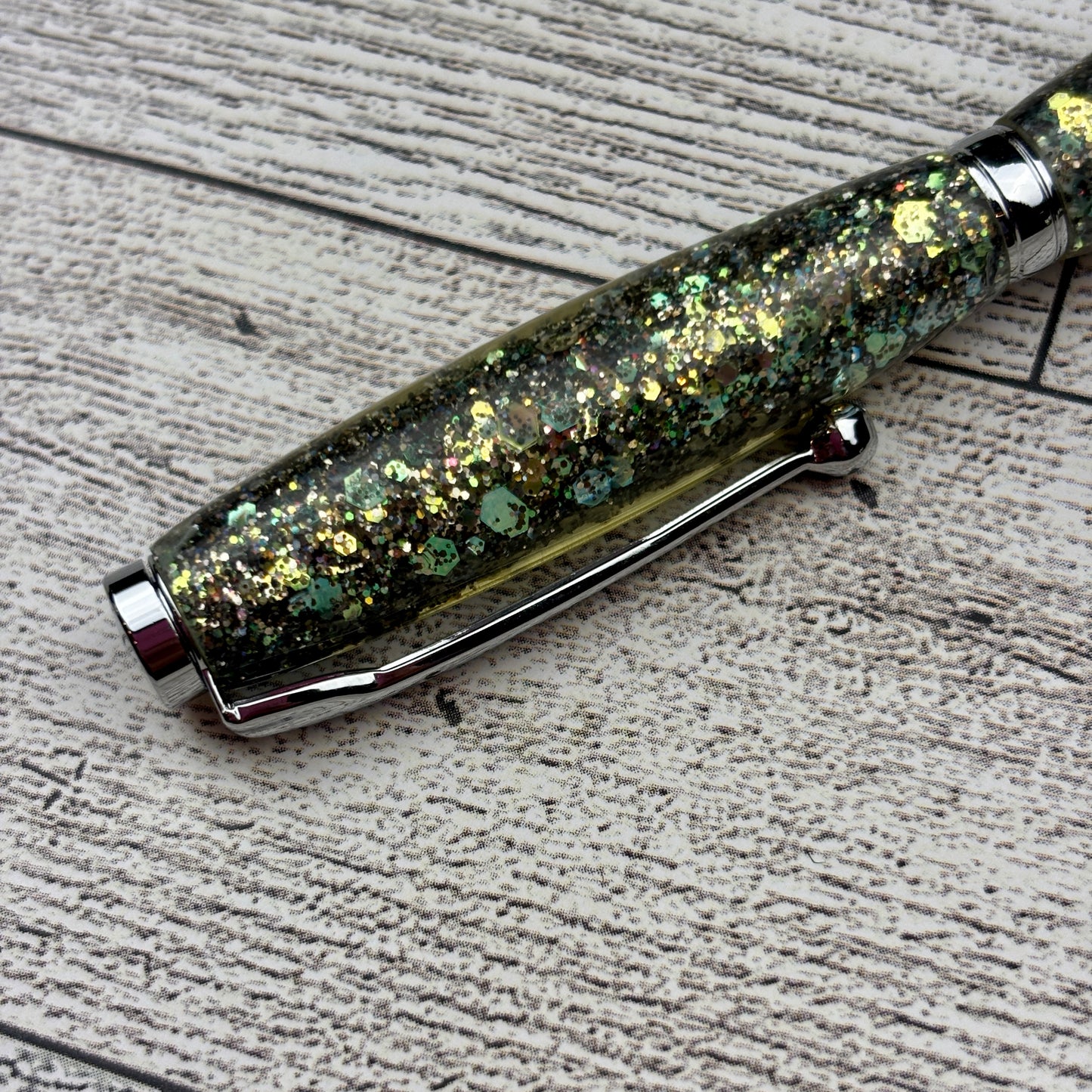 Green Holographic Opal Glitter Ballpoint Pen