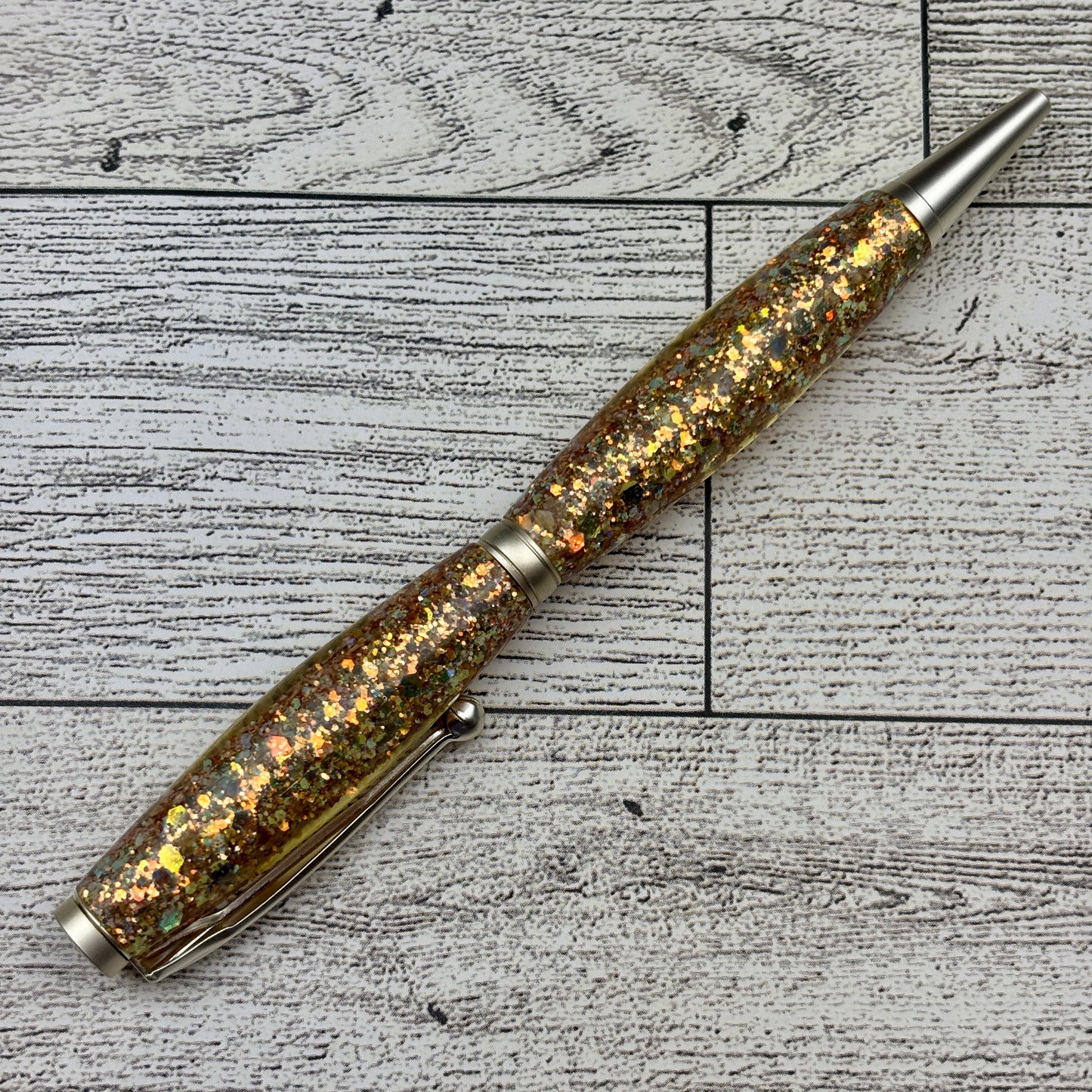 Yellow Gold Holographic Opal Glitter Mix Ballpoint Pen