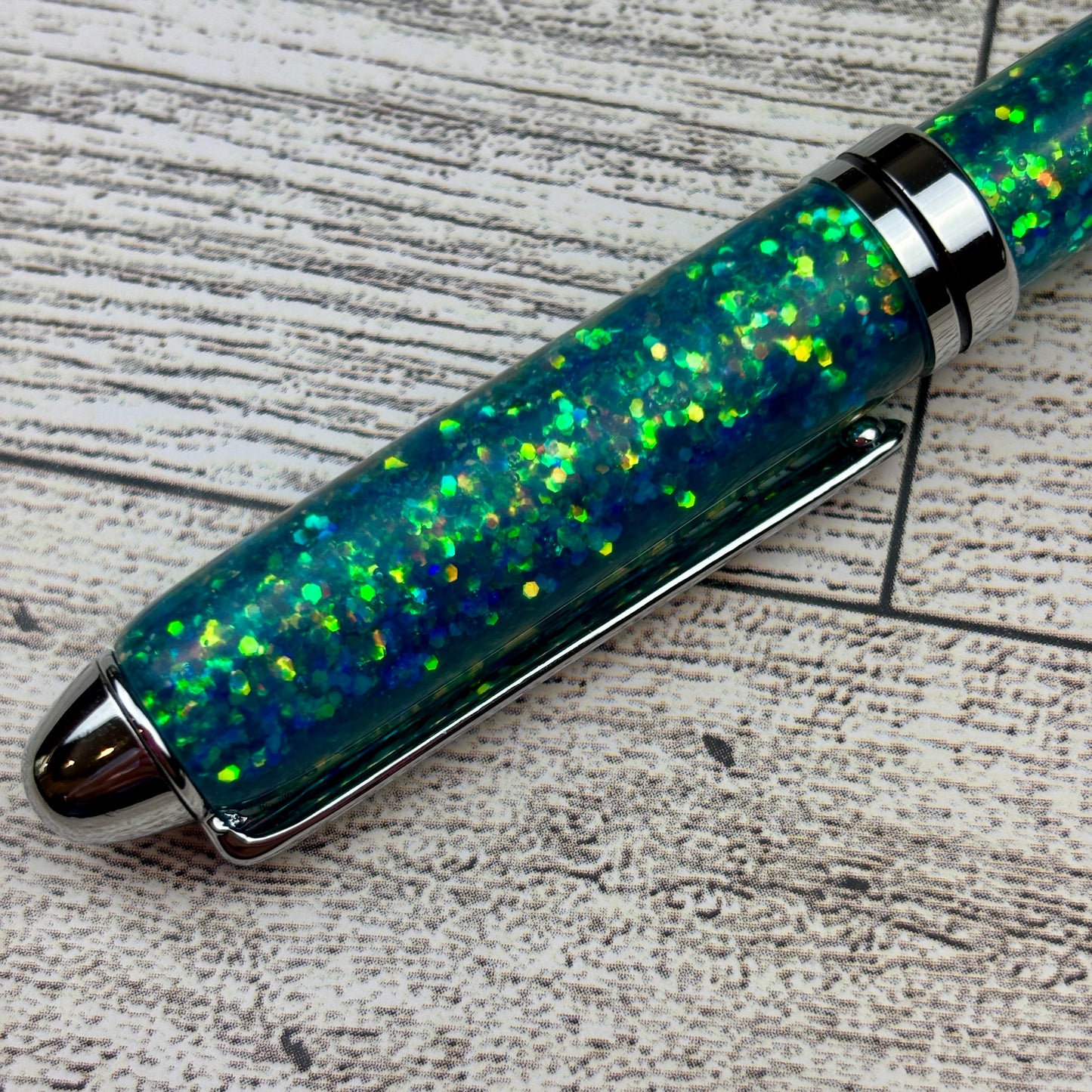 Aqua Blue Glitter Refillable Ballpoint Pen
