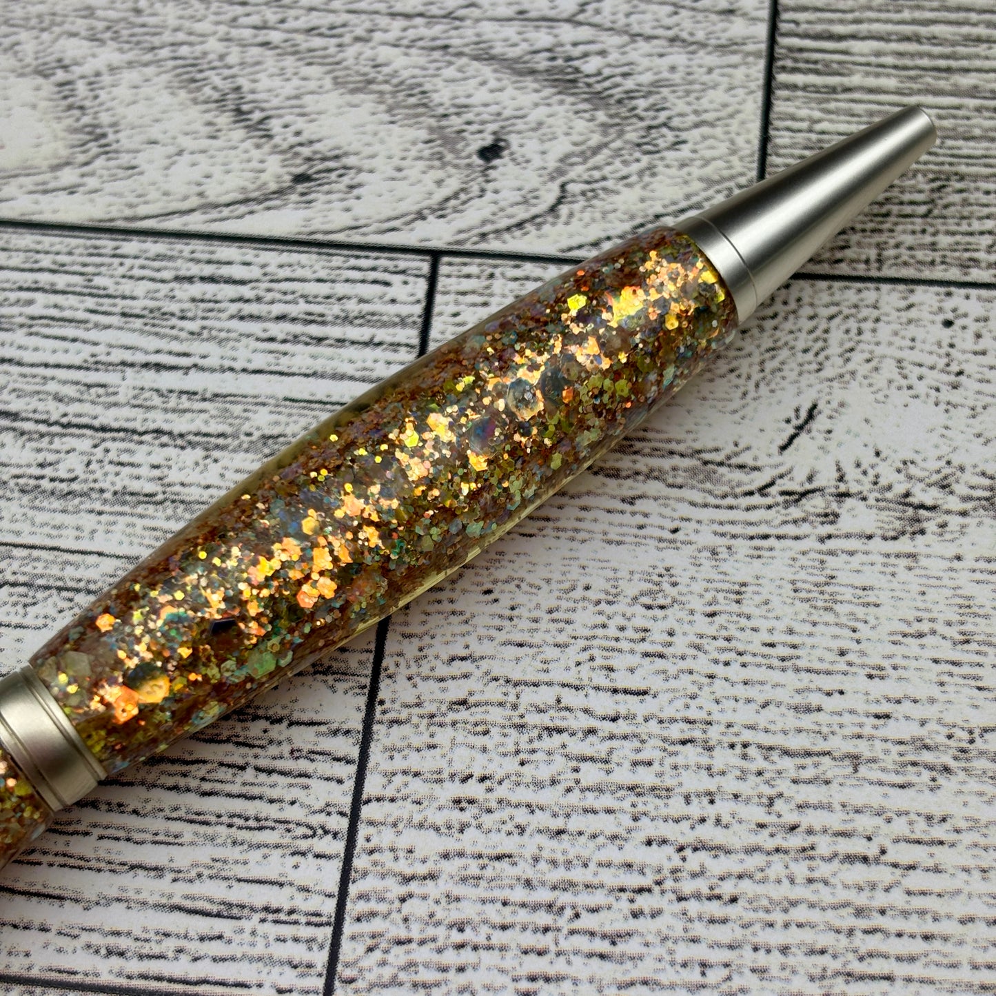 Yellow Gold Holographic Opal Glitter Mix Ballpoint Pen