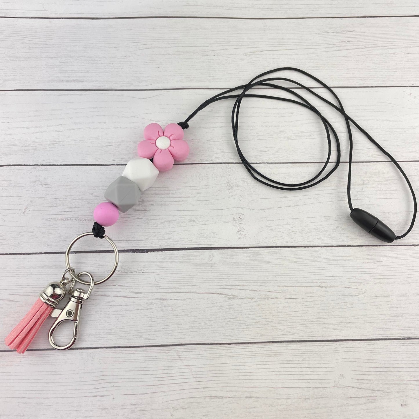 Pink Flower Lanyard
