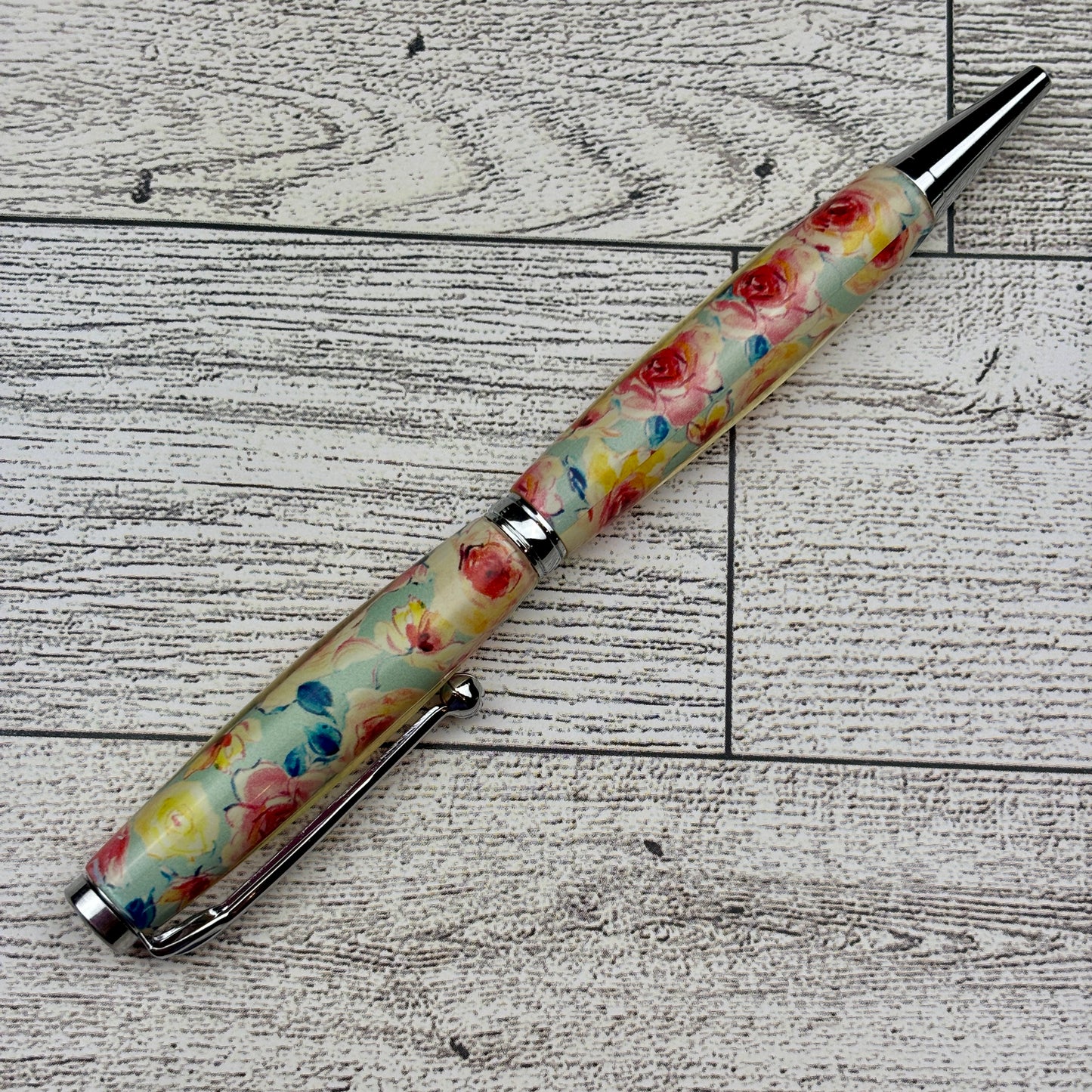 Blue Floral Refillable Ballpoint Pen