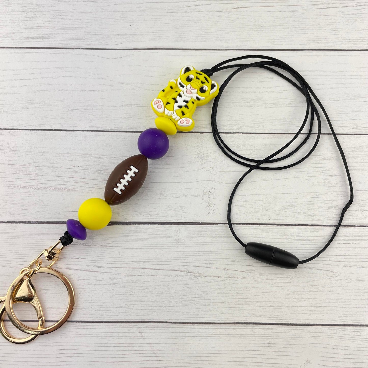 Purple and Gold Tiger Lanyard
