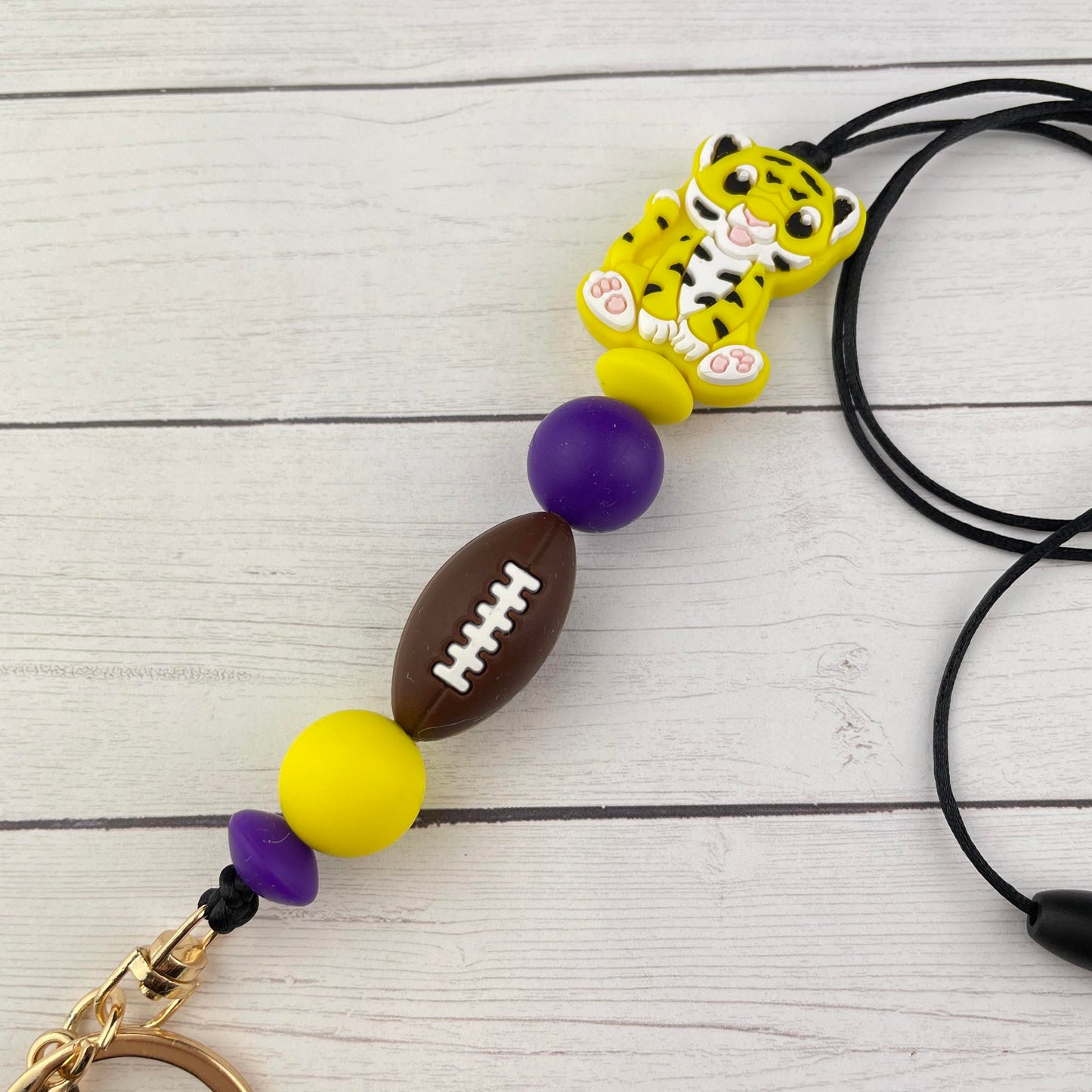 Purple and Gold Tiger Lanyard