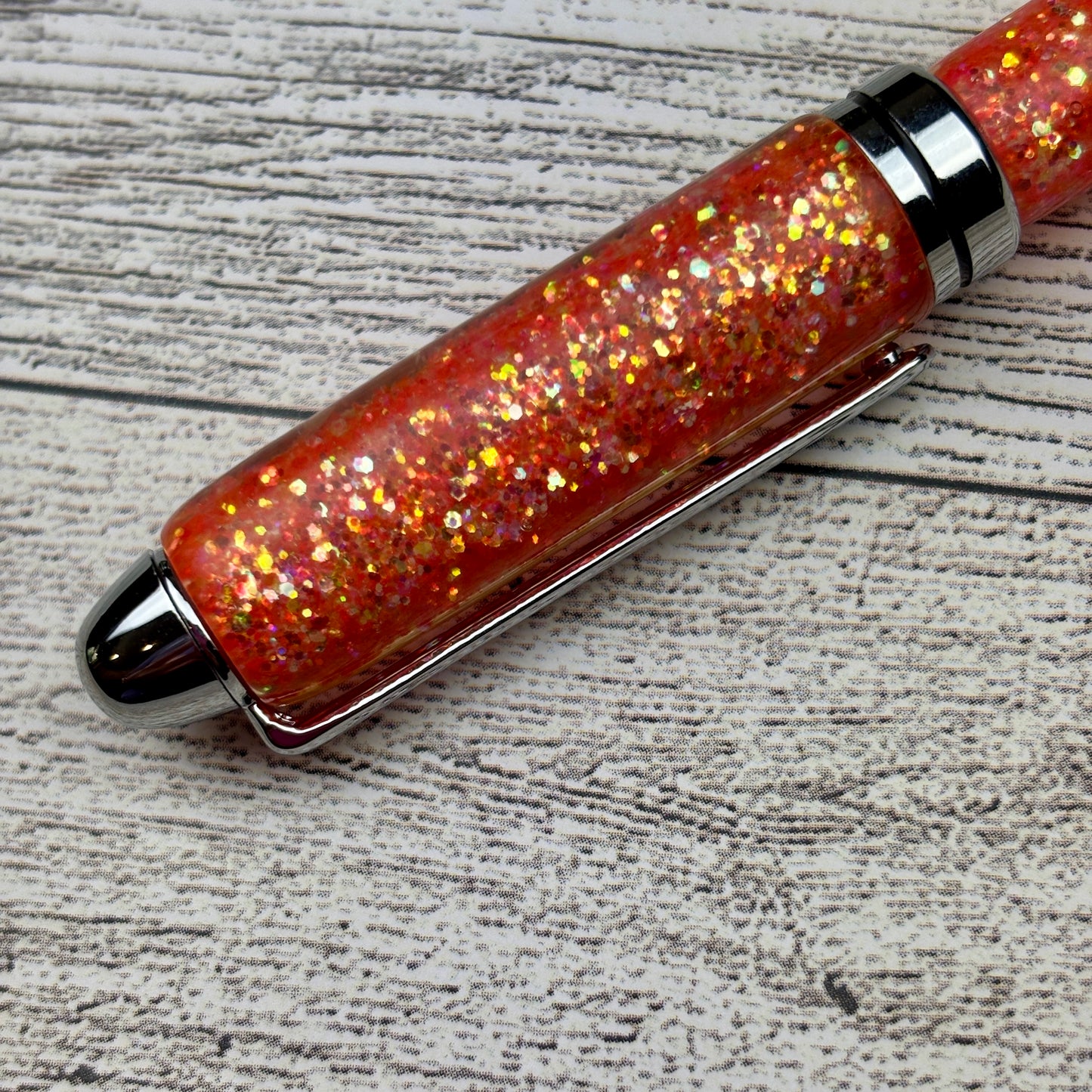 Chunky Coral Glitter Mix Ballpoint Pen