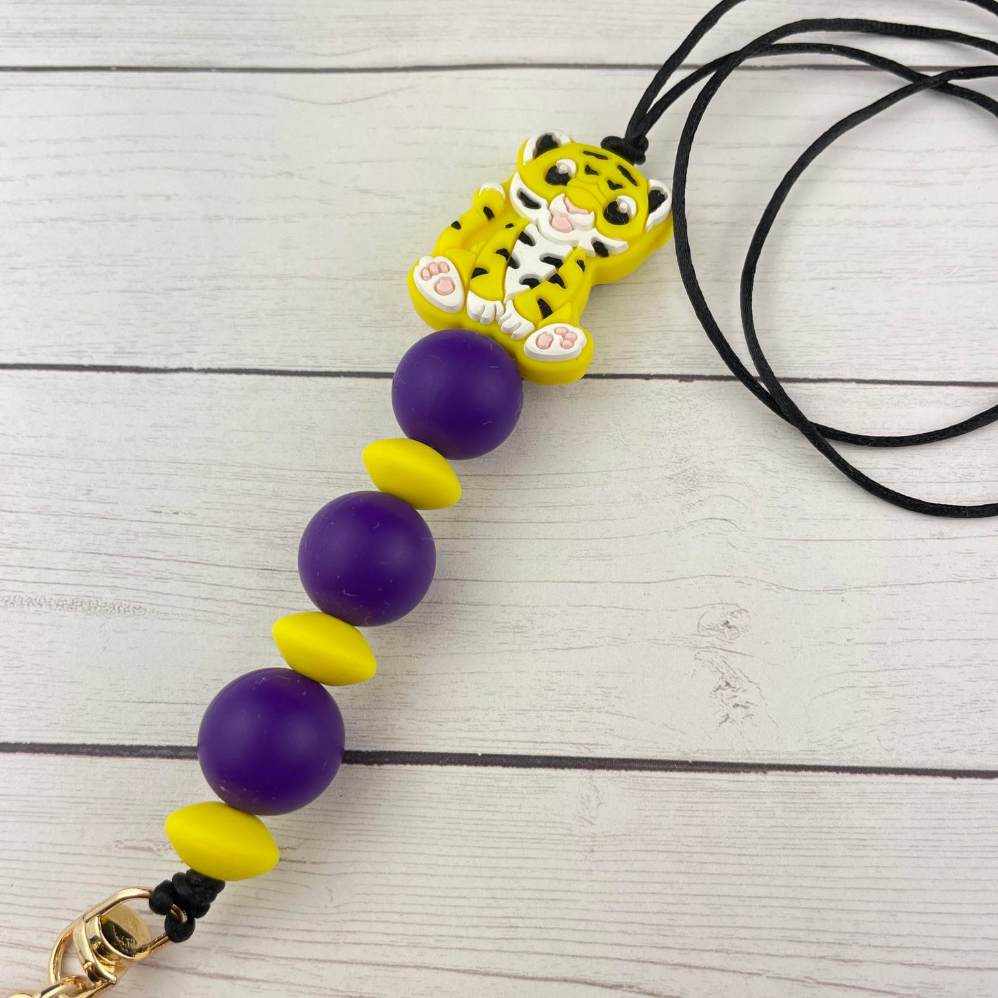 Purple and Gold Tiger Lanyard