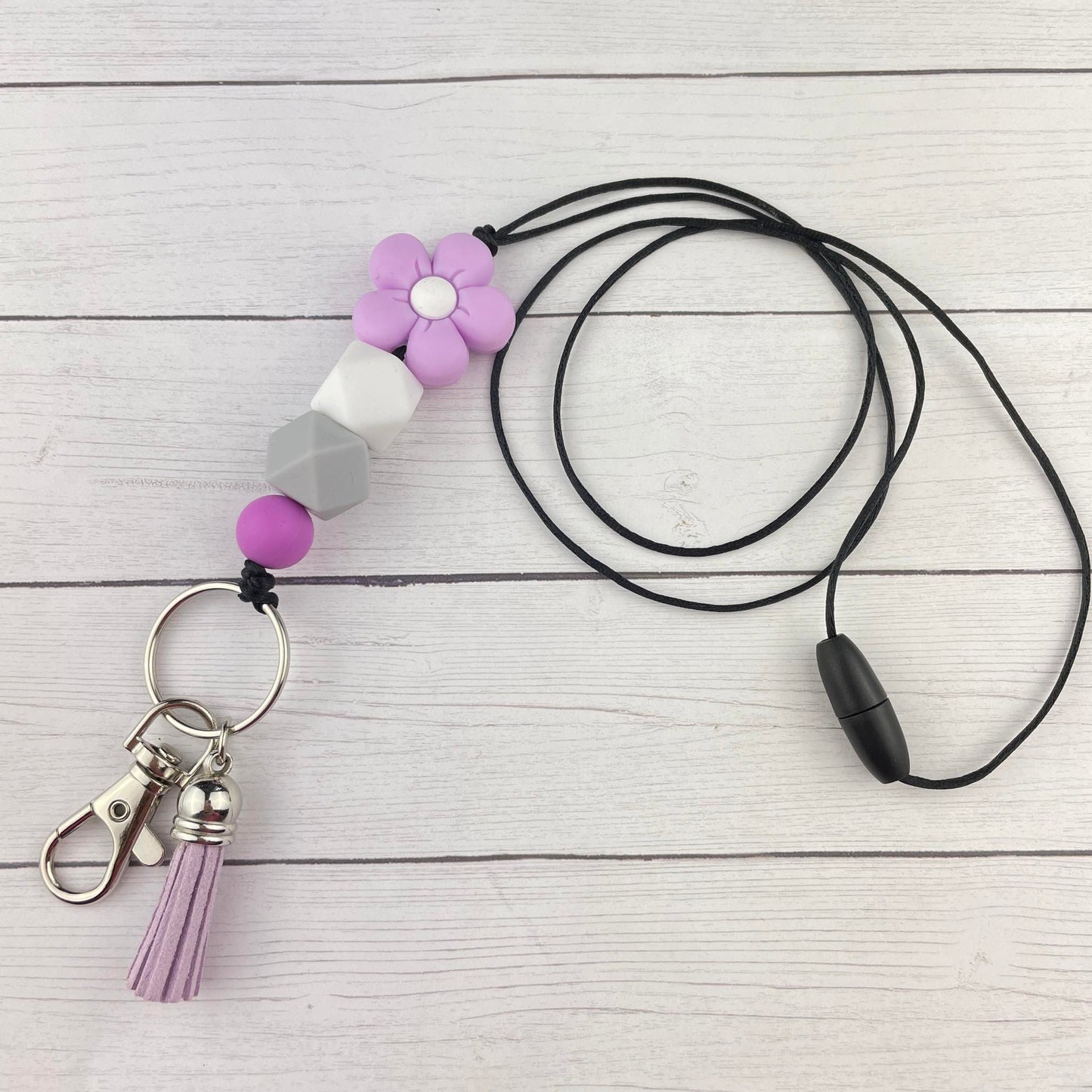 Purple Flower Lanyard
