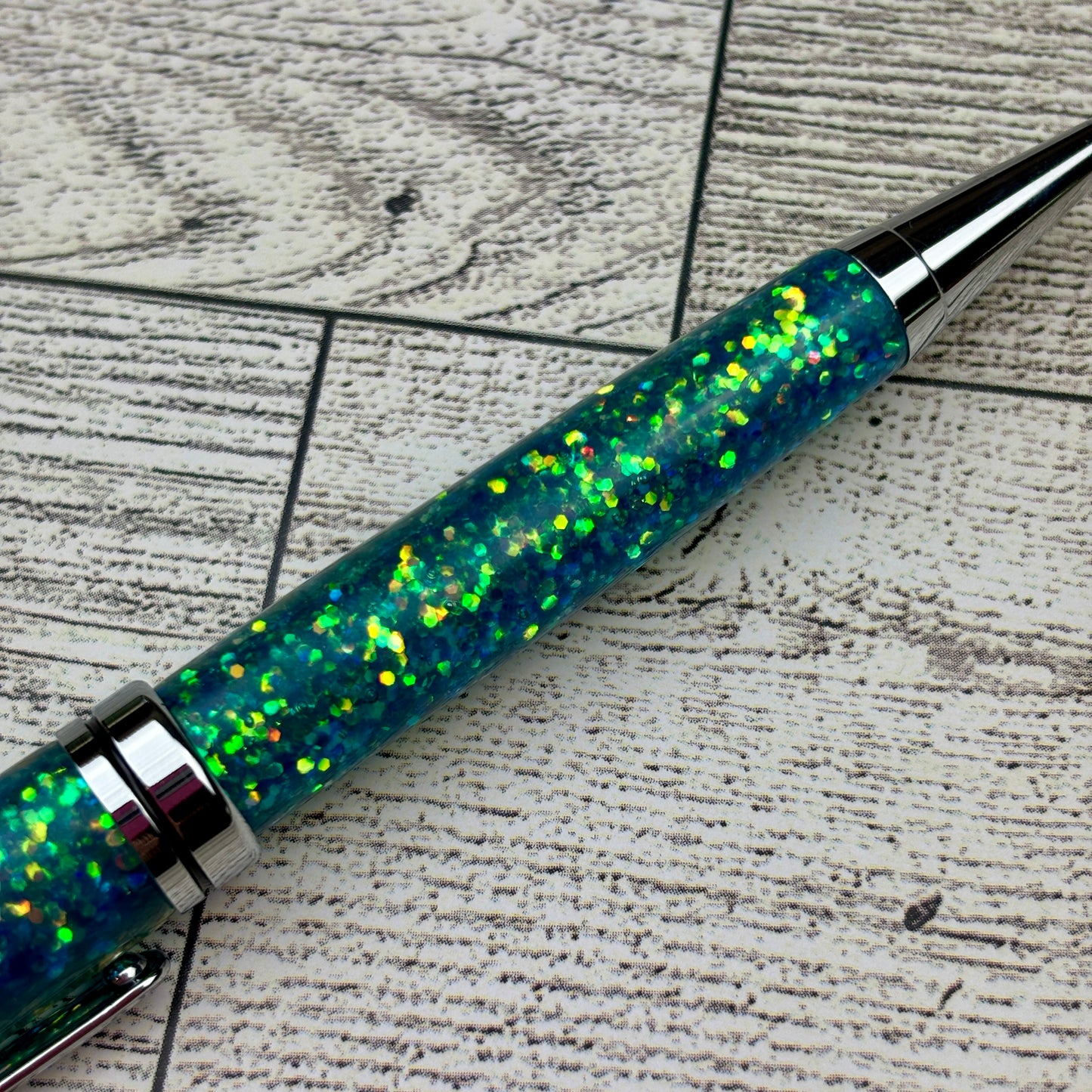 Aqua Blue Glitter Refillable Ballpoint Pen