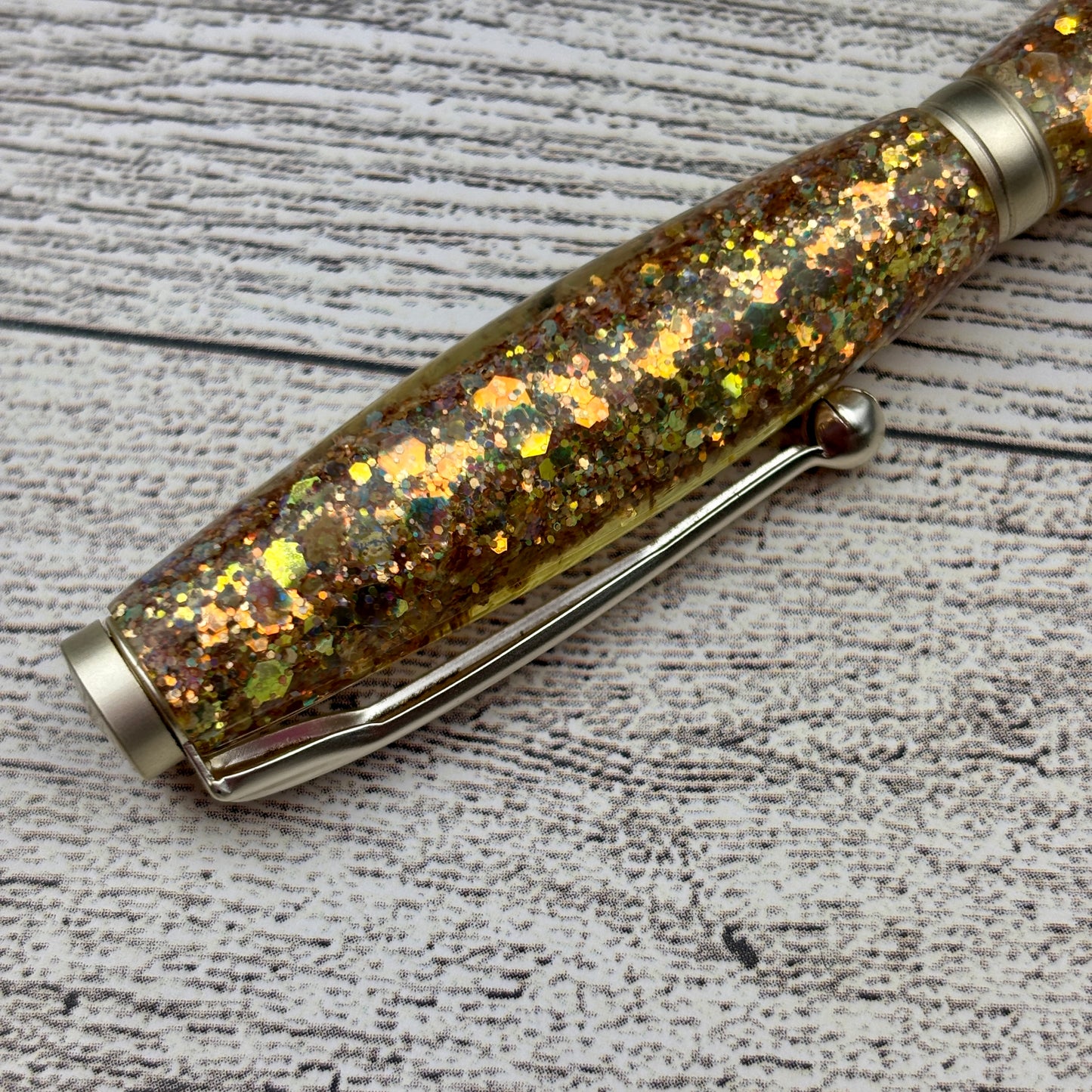 Yellow Gold Holographic Opal Glitter Mix Ballpoint Pen