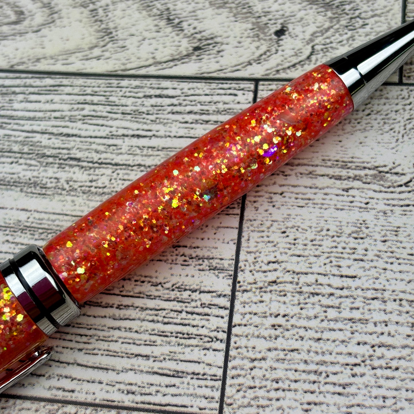 Chunky Coral Glitter Mix Ballpoint Pen