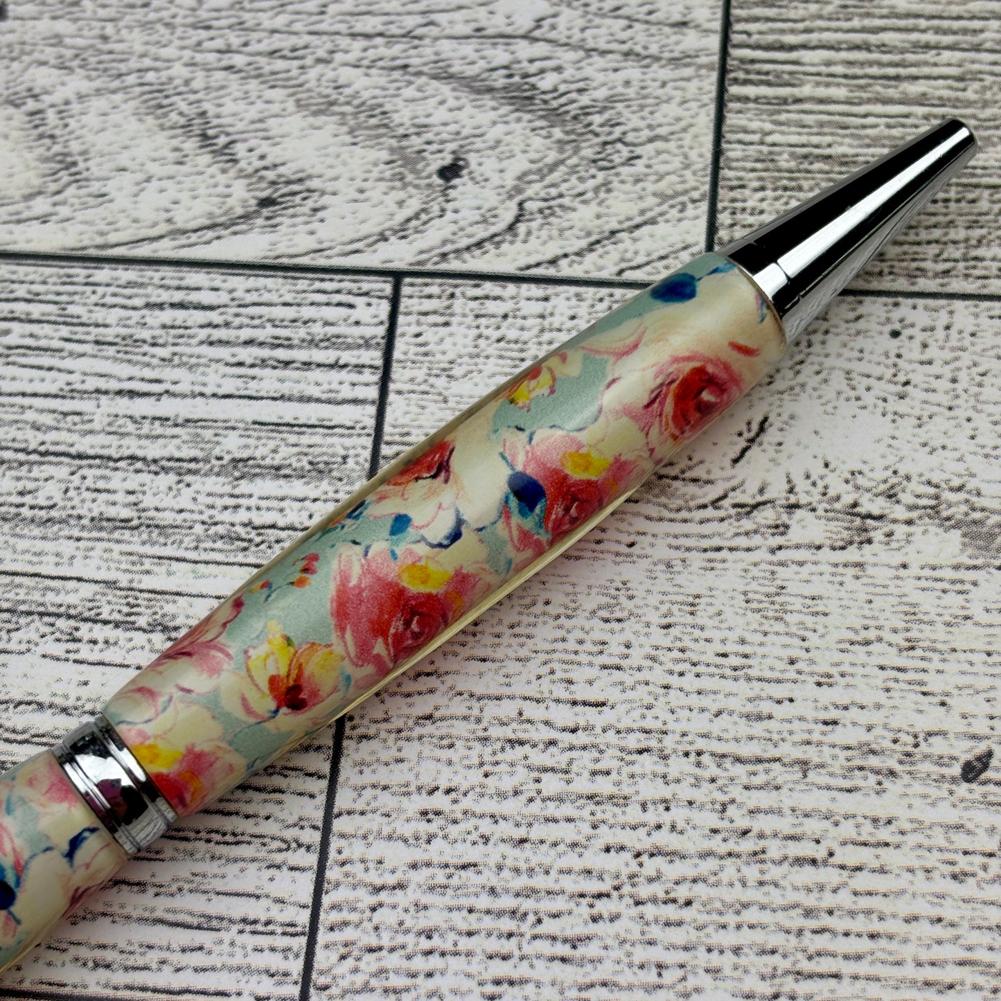 Blue Floral Refillable Ballpoint Pen