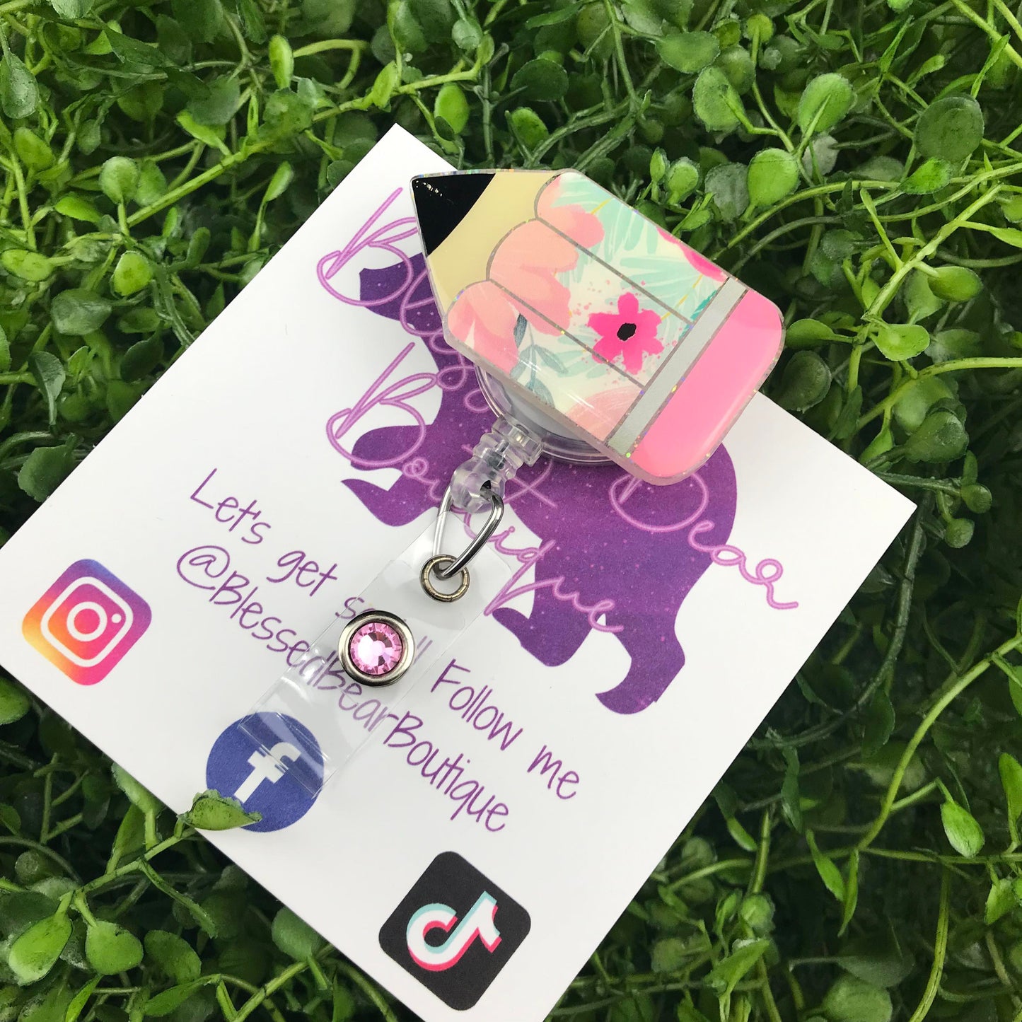 Floral Pencil Badge Reel