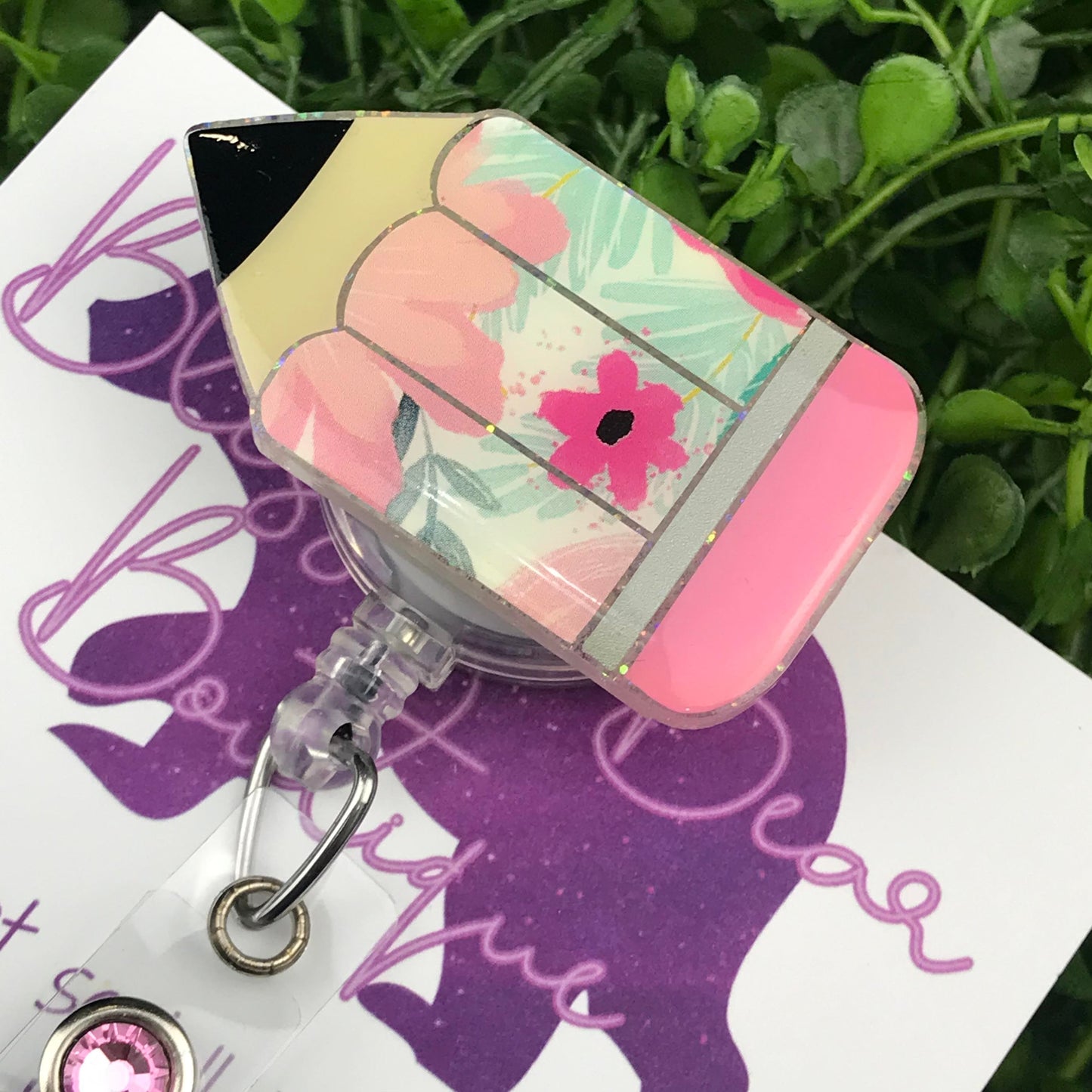 Floral Pencil Badge Reel