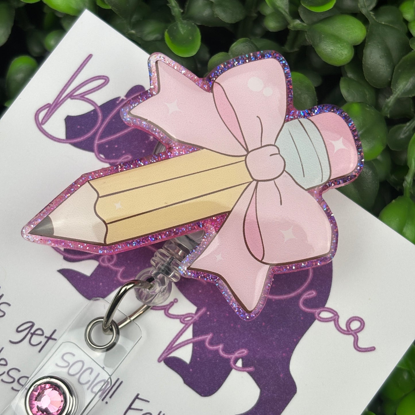 Pencil Bow Badge Reel