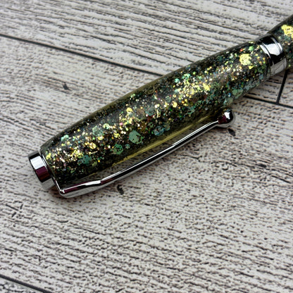 Green Holographic Opal Glitter Ballpoint Pen