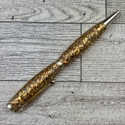 Yellow Gold Holographic Opal Glitter Mix Ballpoint Pen