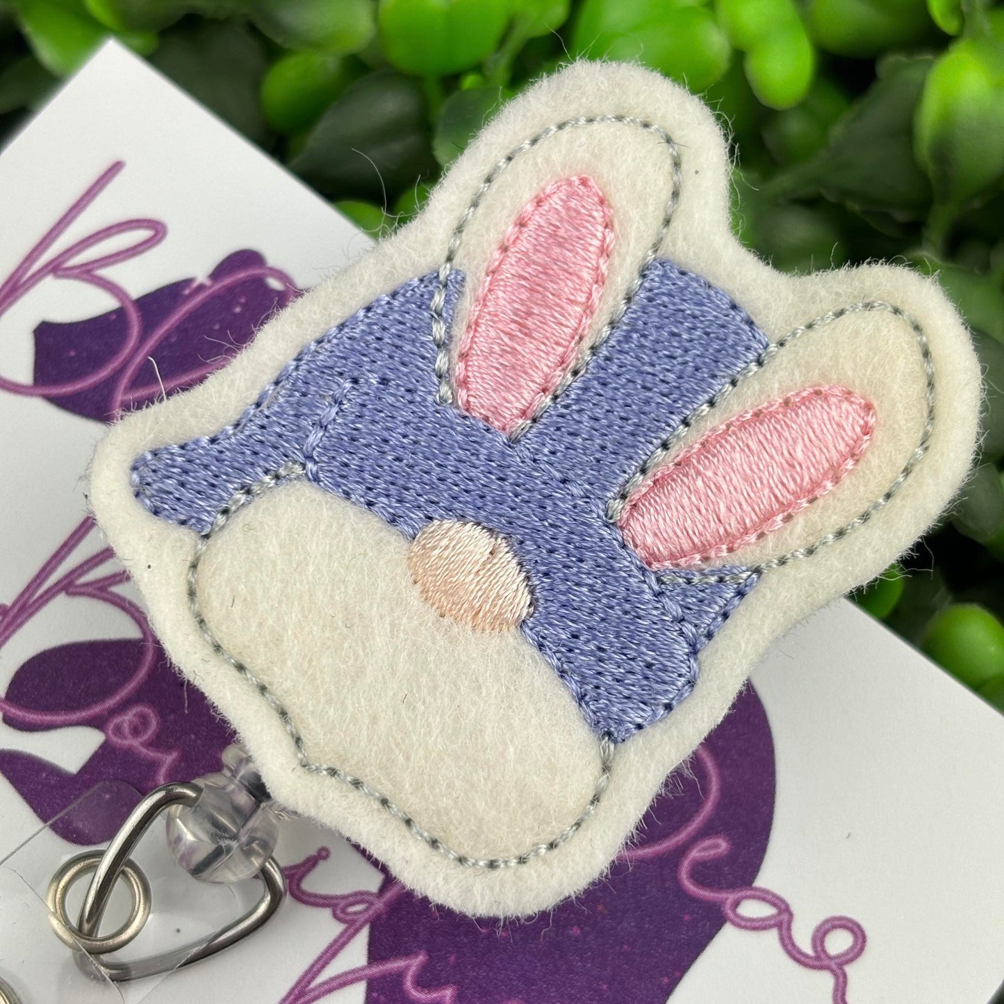 Bunny Gnome Felt Badge Reel