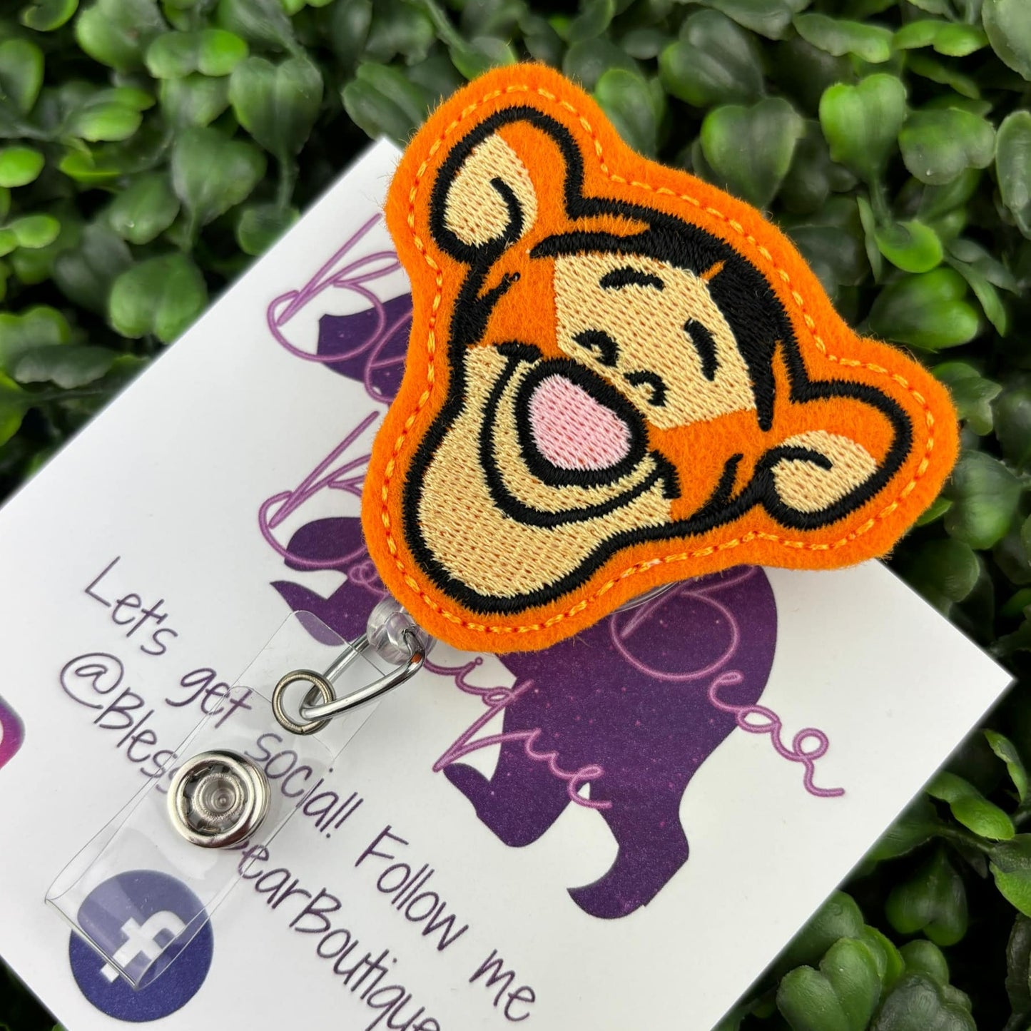 Tiger Felt Badge Reel