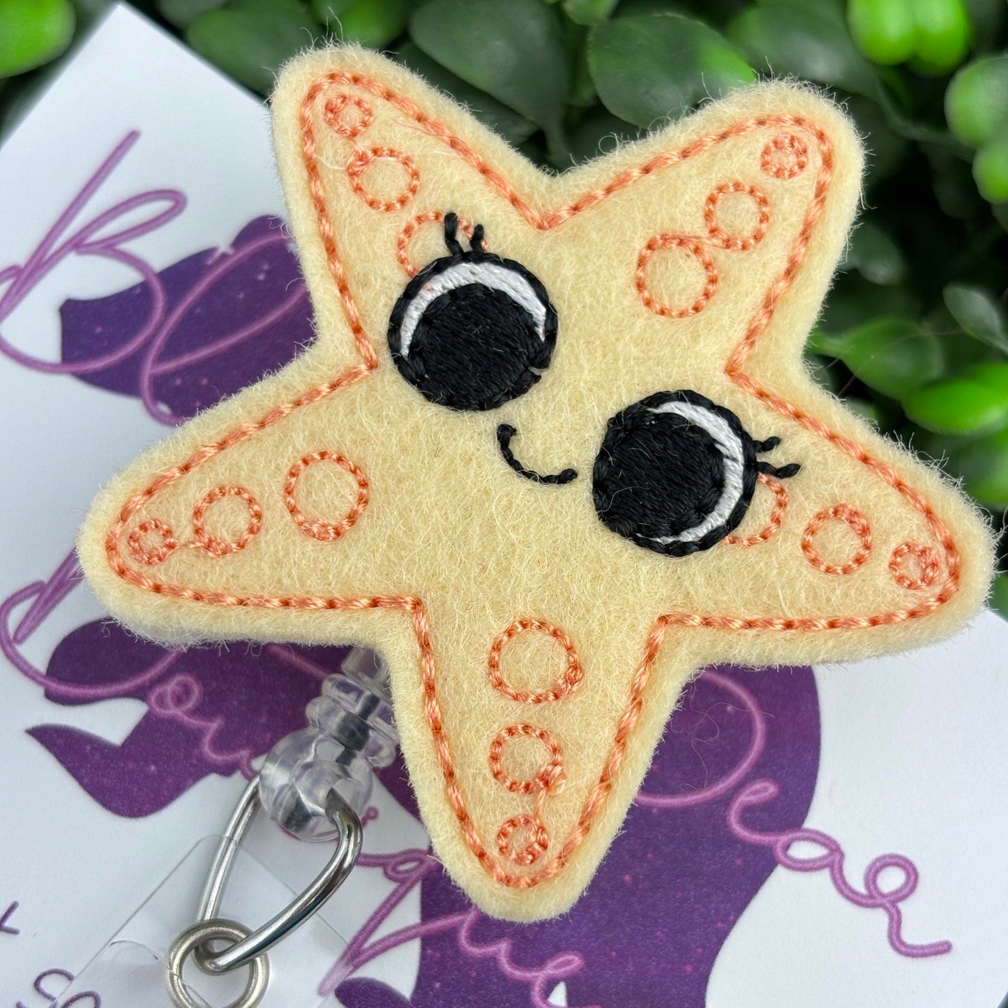 Starfish Felt Badge Reel