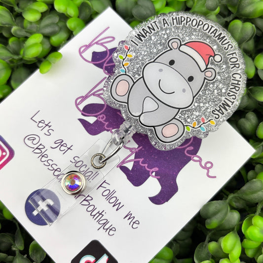 Hippo Christmas Badge Reel