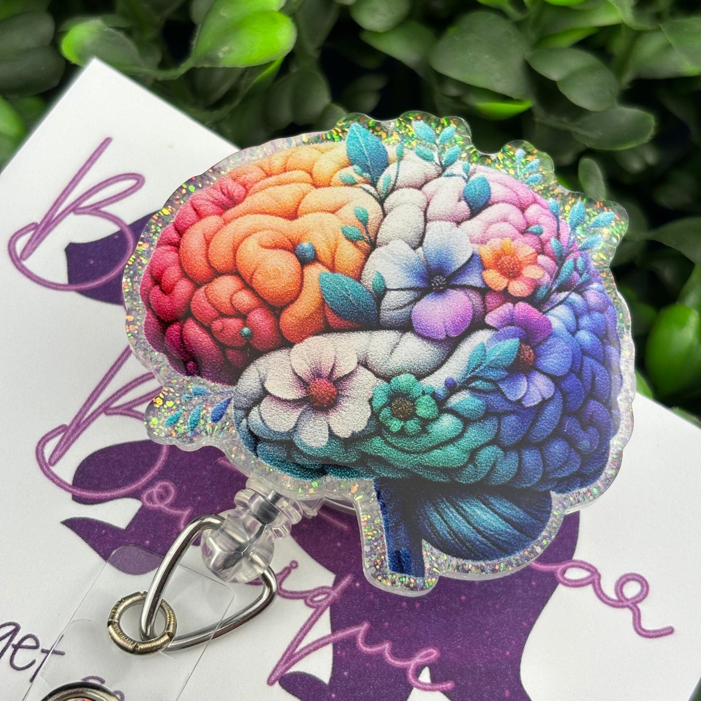 Floral Brain Badge Reel