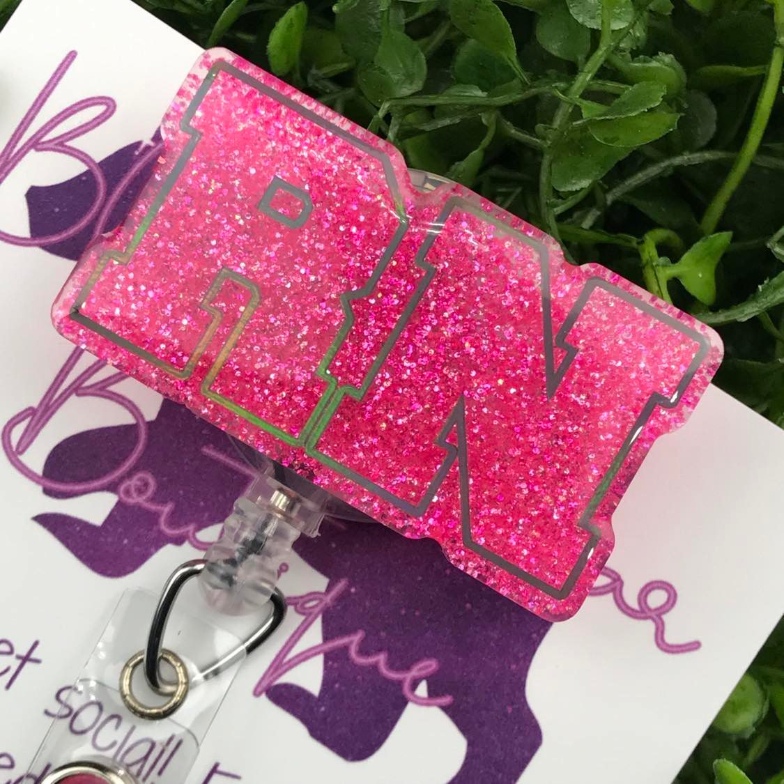 Pink RN Badge Reel