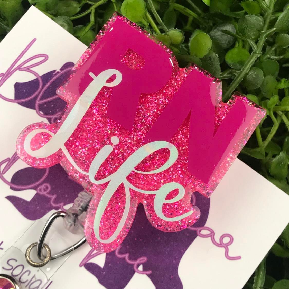 Pink RN Life Badge Reel