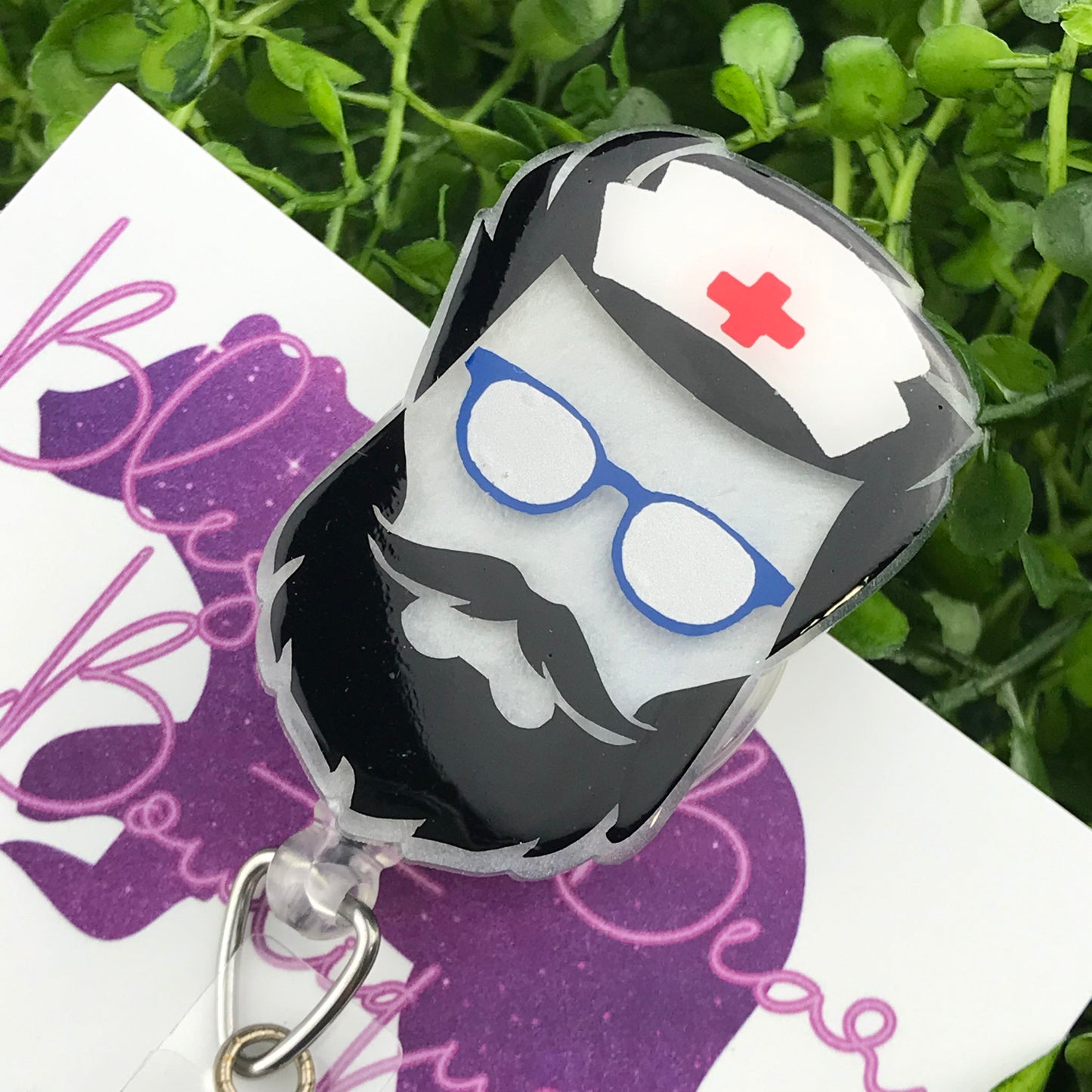 Bearded Nurse Badge Reel