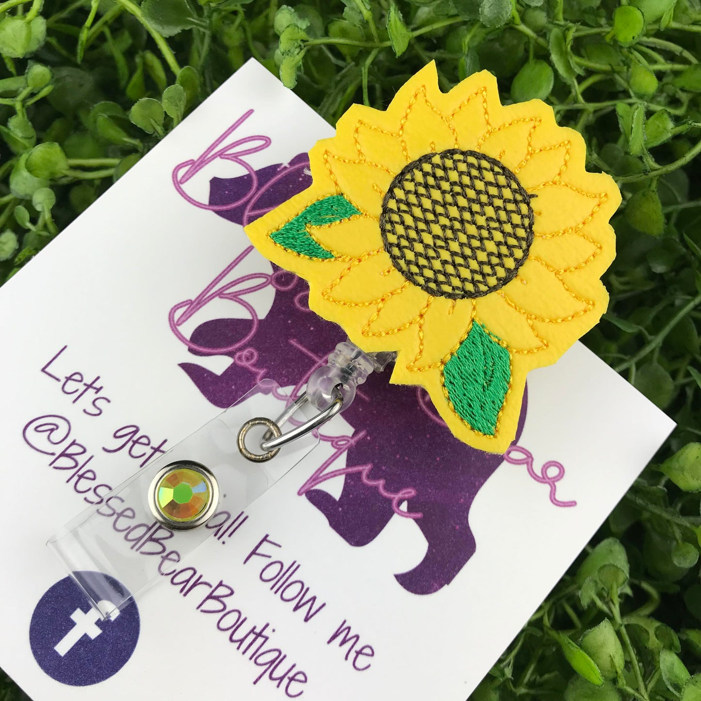 Sunflower Felt Badge Reel