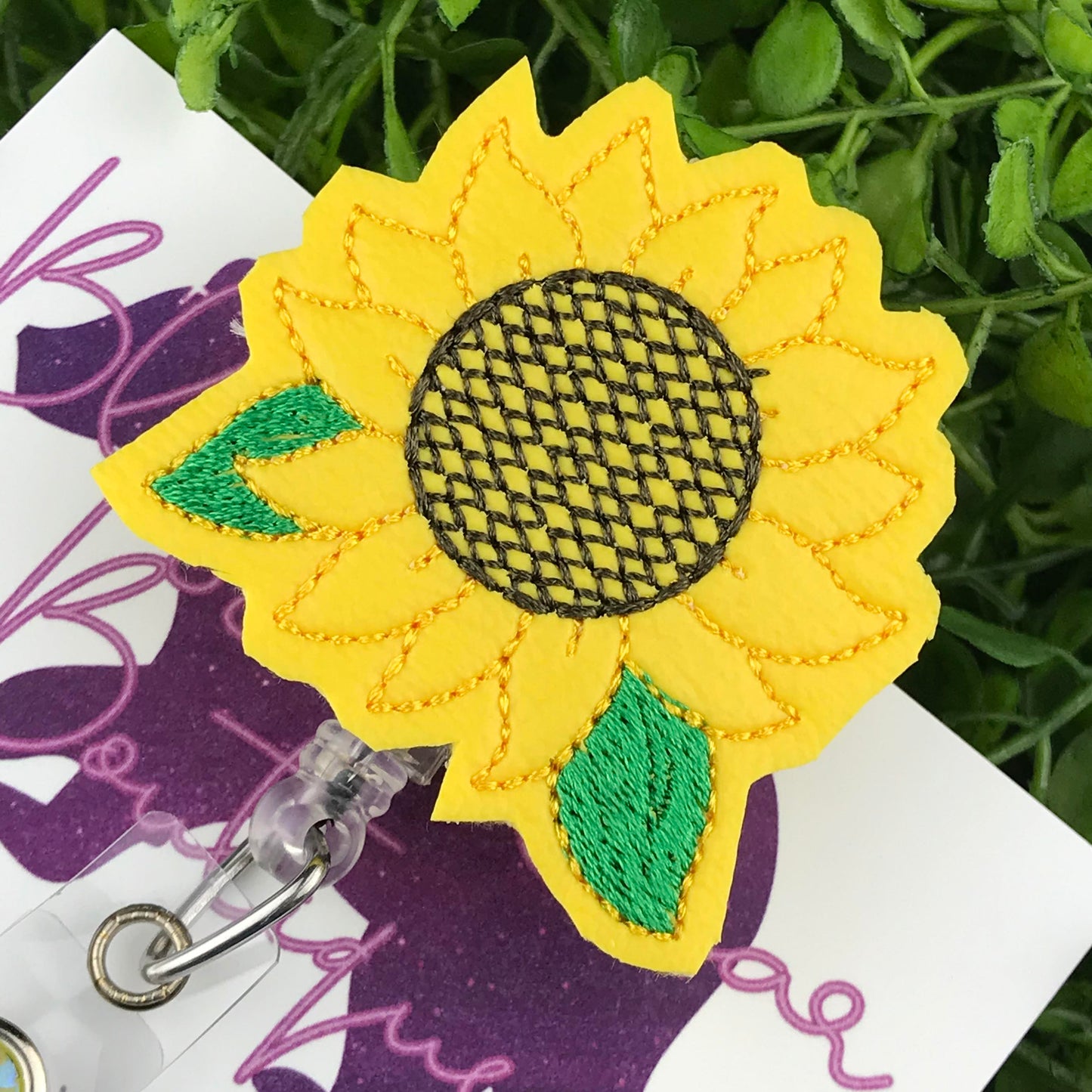 Sunflower Felt Badge Reel