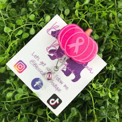 Breast Cancer Awareness Pumpkin Badge Reel