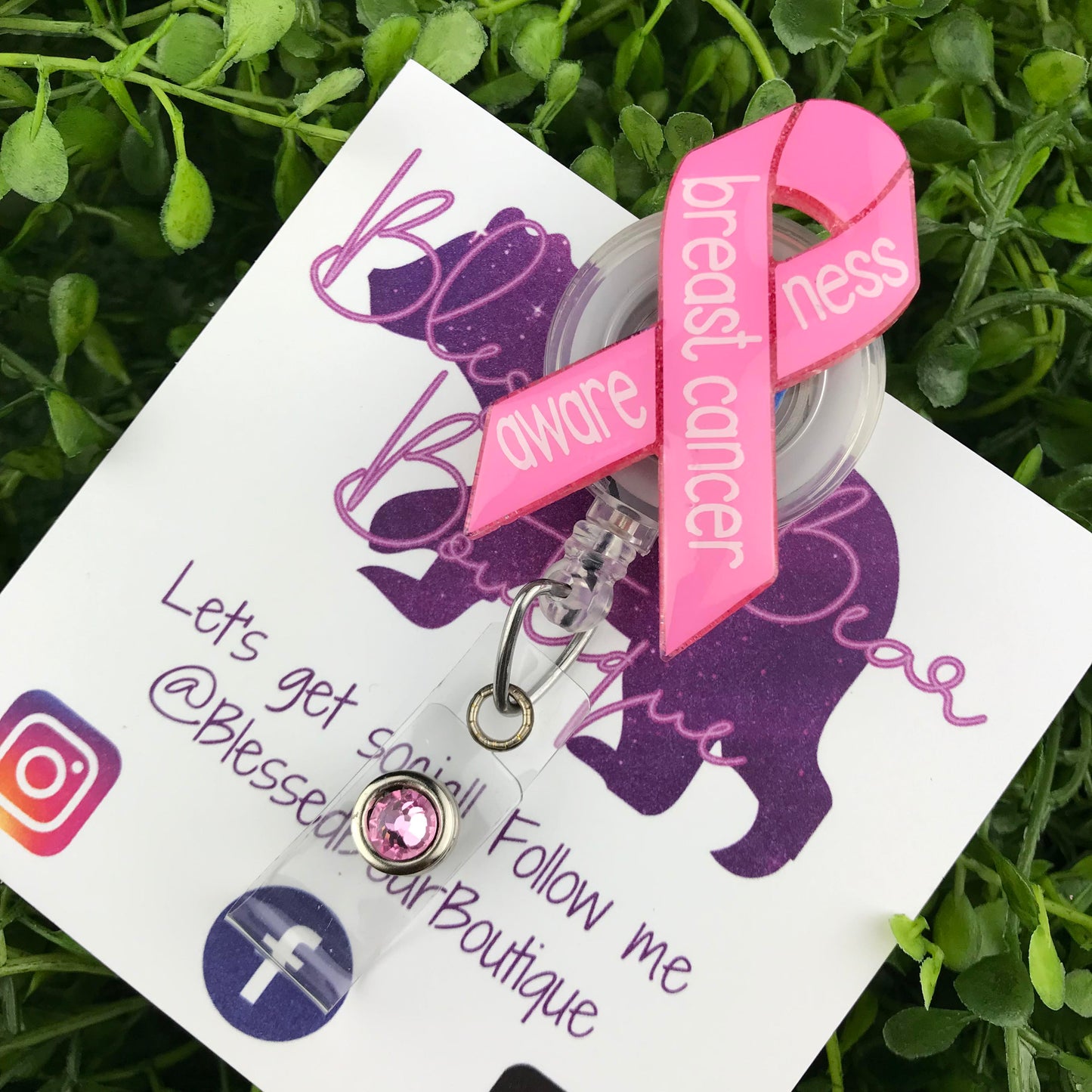 Breast Cancer Awareness Ribbon Badge Reel