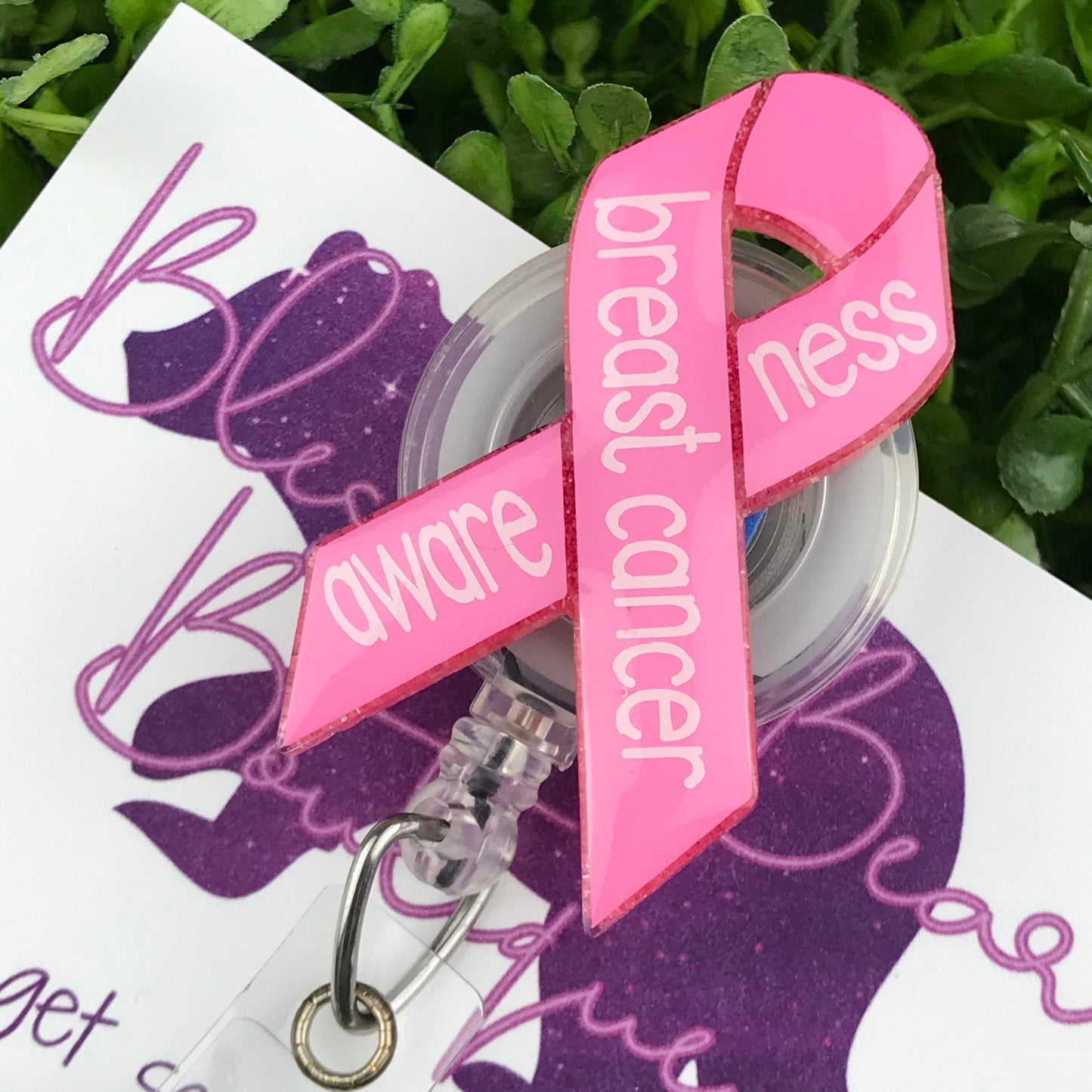 Breast Cancer Awareness Ribbon Badge Reel