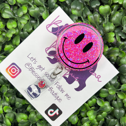 Pink Smile Badge Reel