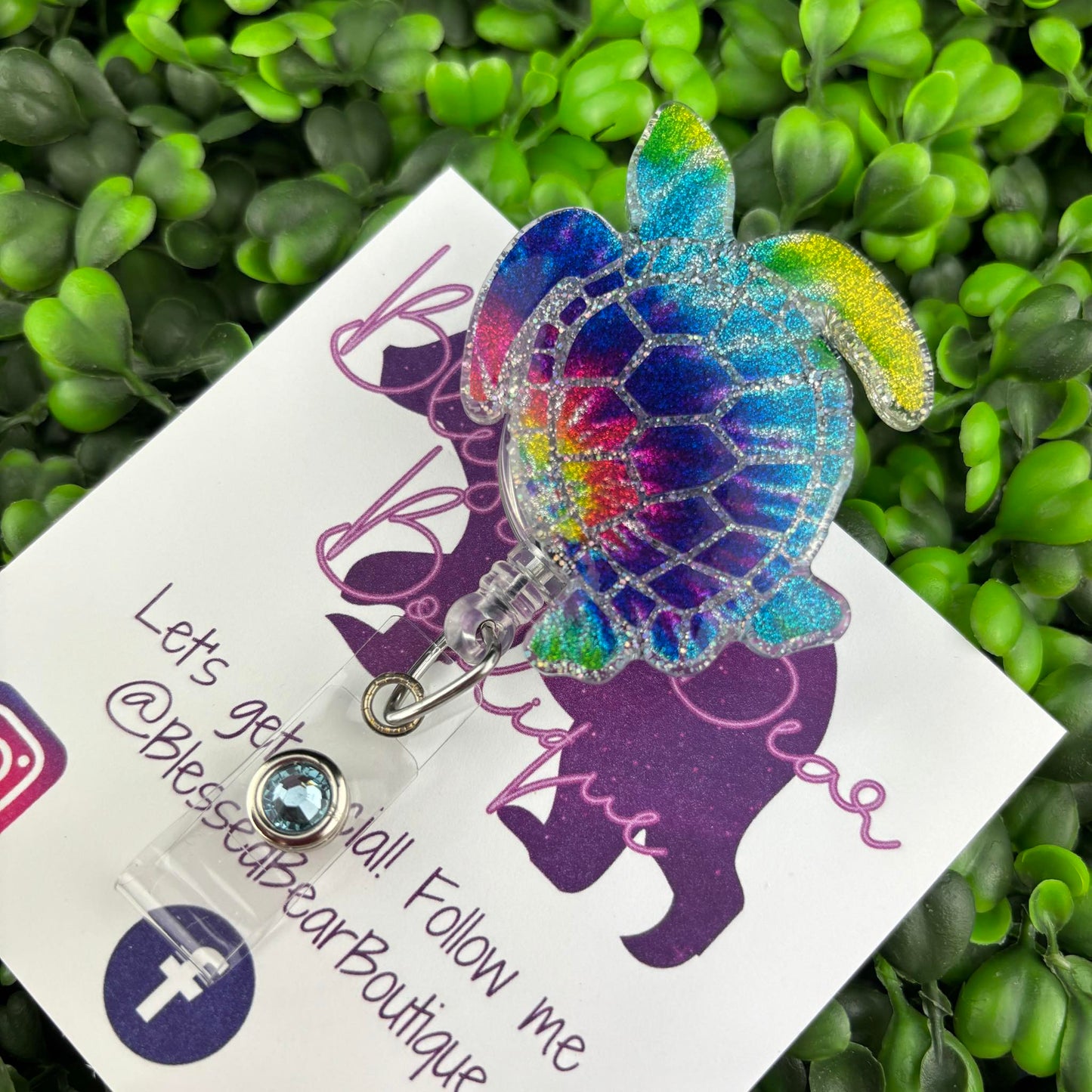 Tie Dye Turtle Badge Reel