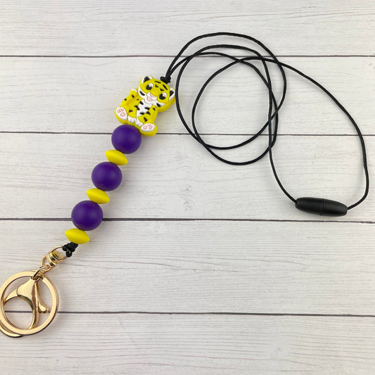 Purple and Gold Tiger Lanyard