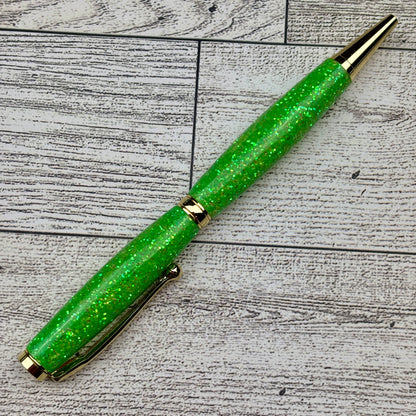 Neon Green Glitter Ballpoint Pen