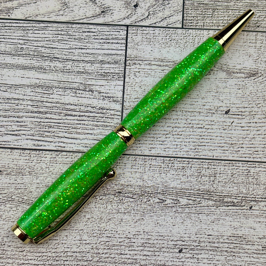 Neon Green Glitter Ballpoint Pen
