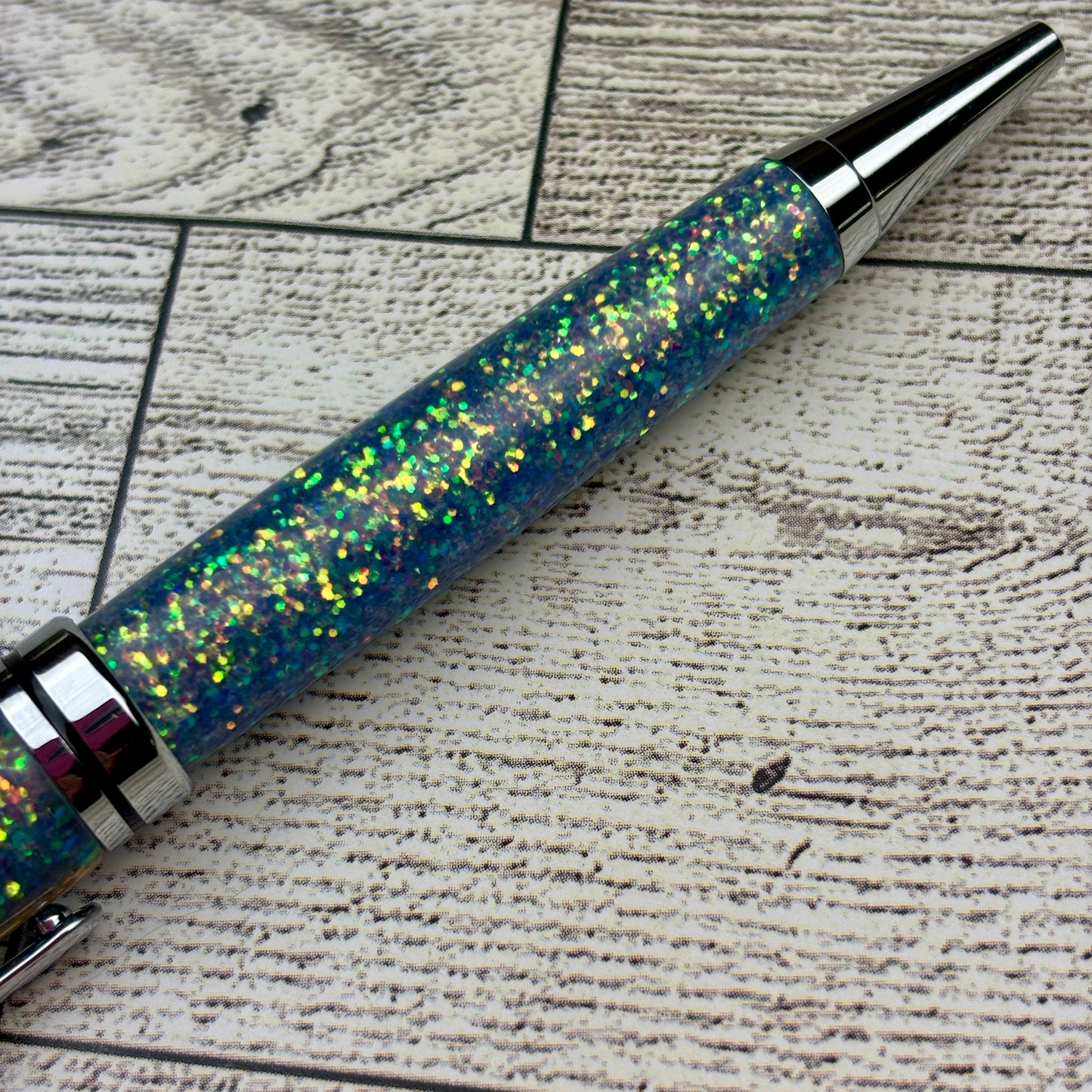 Blue Color Shifting Ballpoint Glitter Pen