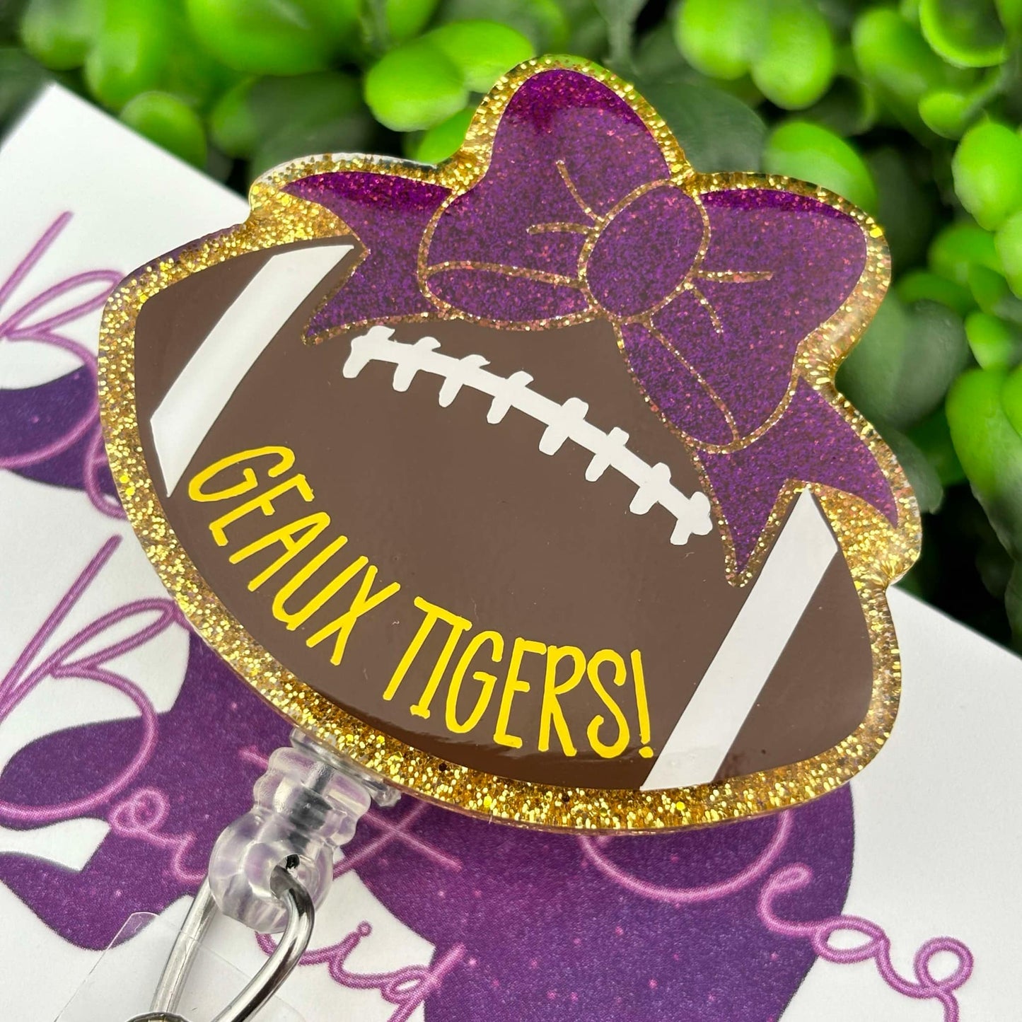 Purple and Gold Football Badge Reel