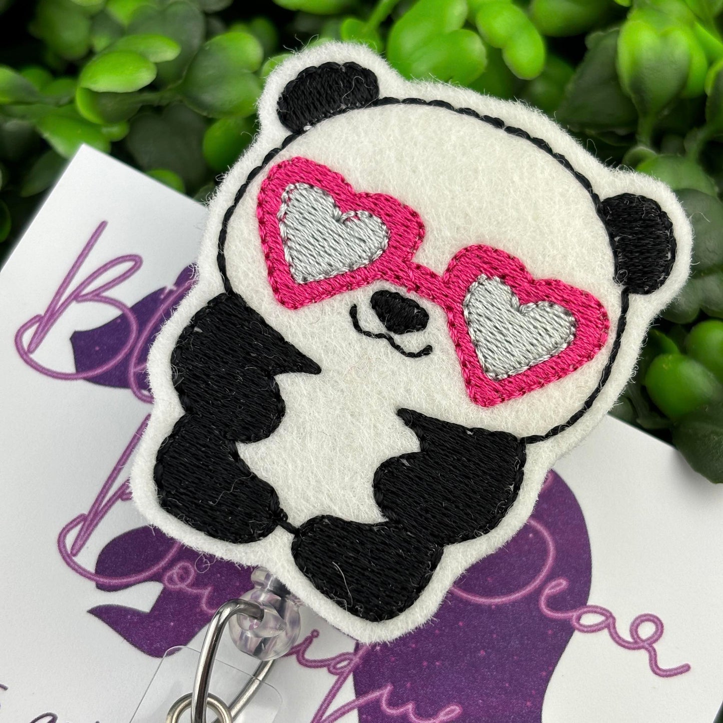 Sunny Panda Felt Badge Reel