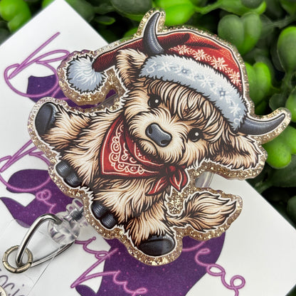 Christmas Cow Badge Reel