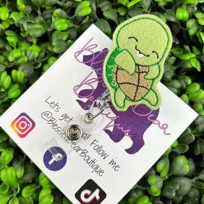 Turtle Felt Badge Reel