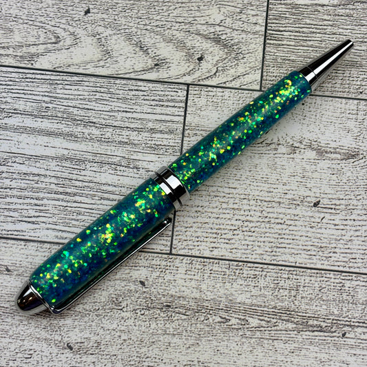 Aqua Blue Glitter Refillable Ballpoint Pen