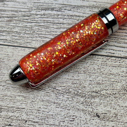 Chunky Coral Glitter Mix Ballpoint Pen