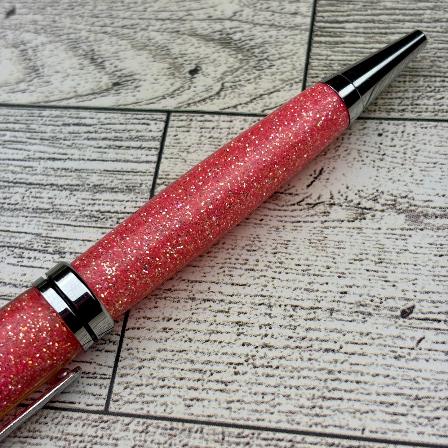 Coral Glitter Ballpoint Pen