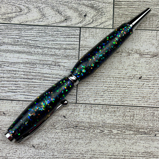 Blue Color Shifting Glitter Mix Refillable Ballpoint Pen