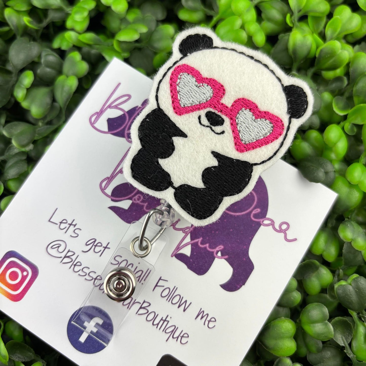 Sunny Panda Felt Badge Reel