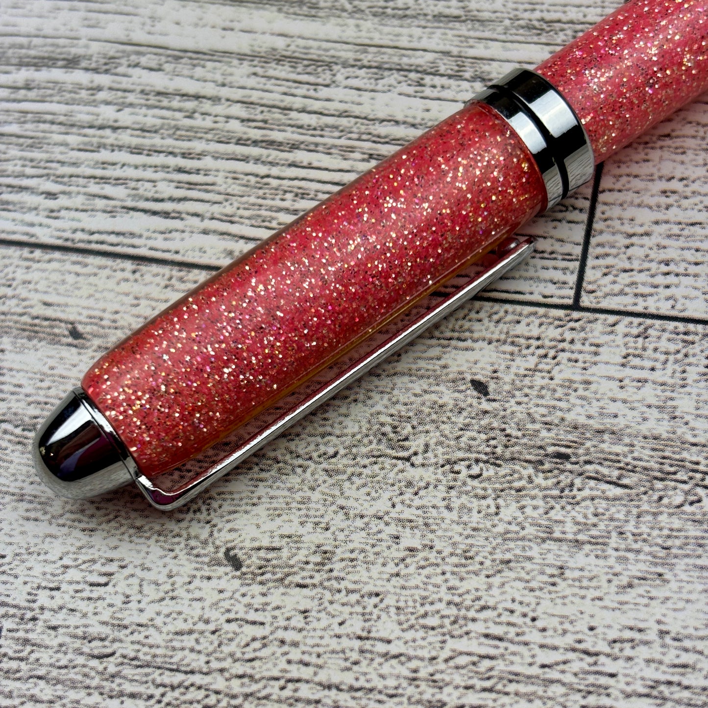 Coral Glitter Ballpoint Pen