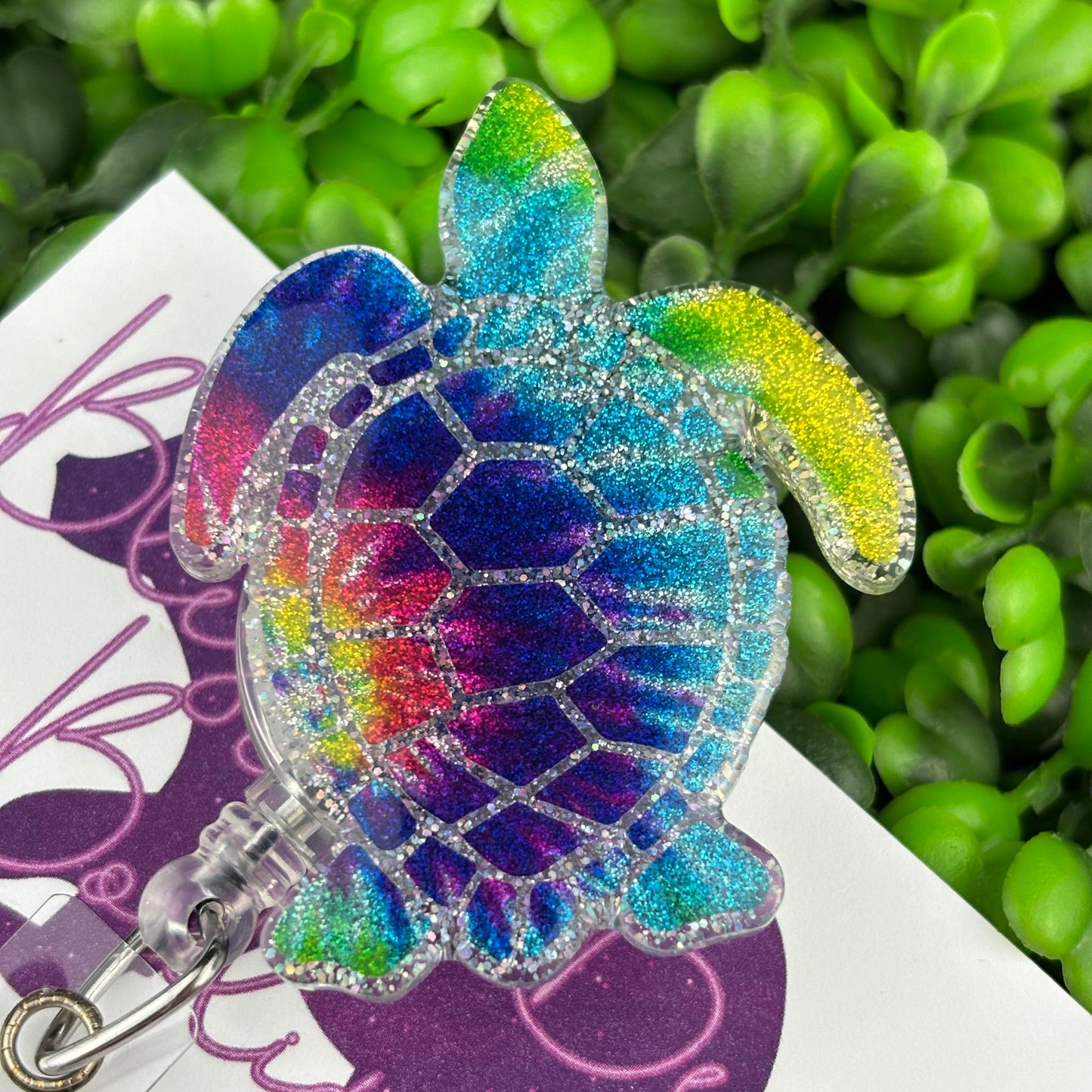 Tie Dye Turtle Badge Reel